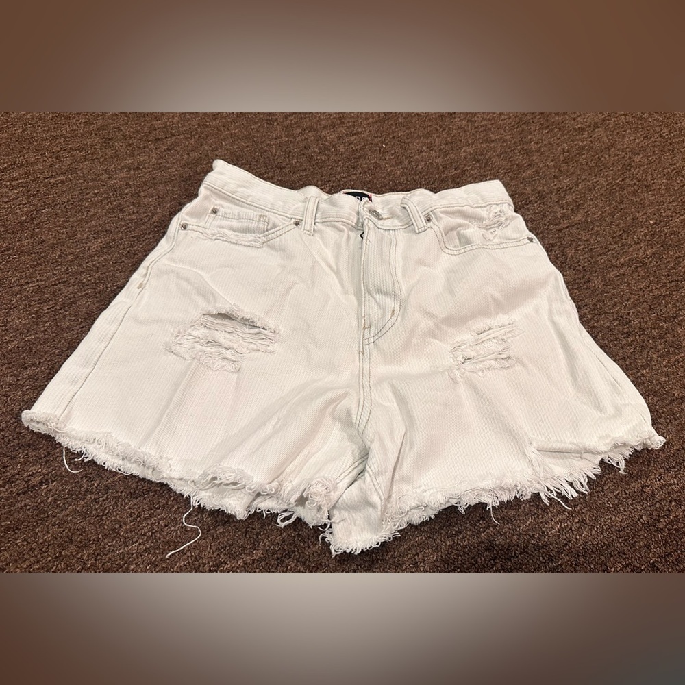BDG Urban Outfitters Striped Pattern Raw distressed hem Jean Shorts Size 27 EUC